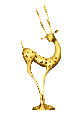 铜梅花鹿铜摆件进宝一路发福鹿家居雕塑摆设客厅装饰创意饰品纯