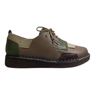 39码右脚单只鞋残疾人复古拼接真皮系带女爱心单鞋残障人士休闲鞋