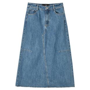 奥莱专柜品牌撤柜正品 LY春装2026新款 都市时尚感牛仔长裙半身裙