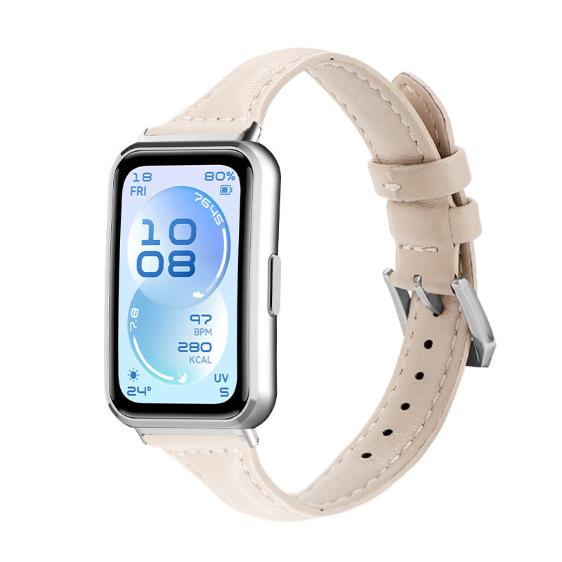 适用于华为手环11Pro表带新款band11小蛮腰皮质腕带HUAWEI智能运动十一代高级感真皮女士替换细表链nfc配件