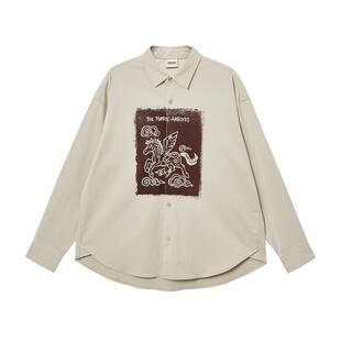 vj区绫致杰克琼斯男春马年生肖新年款马图案印花休闲长袖衬衫外套