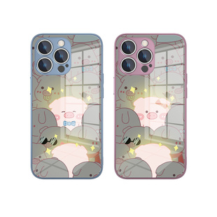 茫茫人海遇见你适用苹果16promax手机壳苹果15猪猪14小猪12pro情侣mini套13人群中xsmax显眼包17玻璃7女8plus