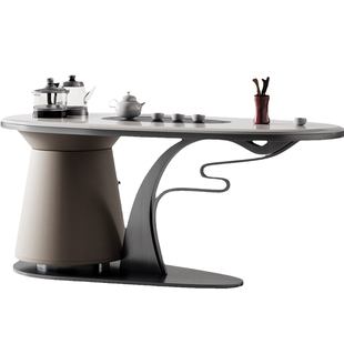 诚骏卡里冰玉天然大理石喝茶桌椅组合设计师别墅创意轻奢悬浮茶台