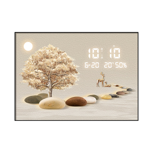 发财树电表箱盒装饰画带电子时钟配电箱遮挡强电箱开关箱遮丑挂画