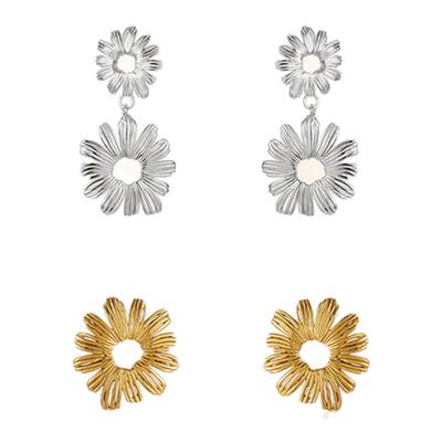 邱园｜雏菊绣线双花耳环雏菊耳钉