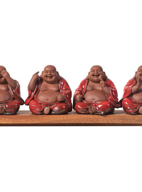 创意紫砂精品四不弥勒佛摆件