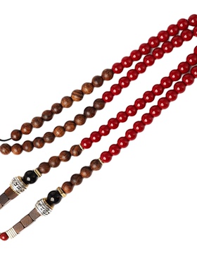 檀木佛牌链朱砂拼色复古文玩挂绳