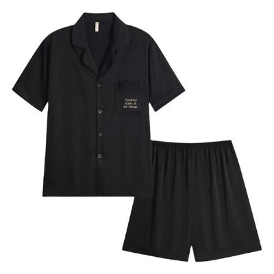 男士冰丝绸春夏季睡衣家居服套装