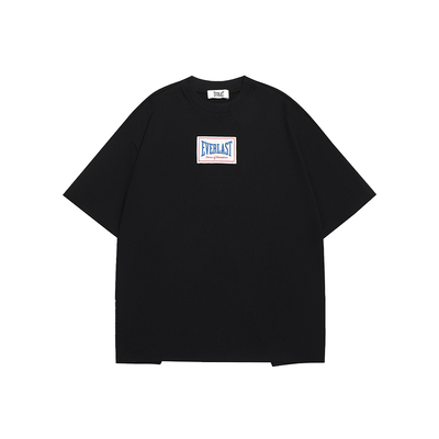 美国EVERLAST女款短袖T恤 背部开叉设计款oversize运动无束缚罩衫