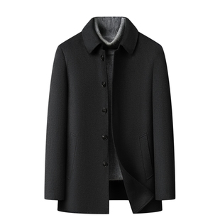 双面呢大衣男士常规翻领商务休闲男装2025春秋冬高端羊毛呢子外套
