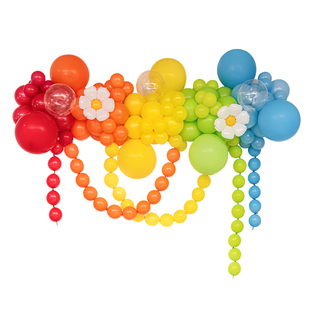 2026多巴胺尾巴气球链布置生日店铺店庆开业幼儿园教室背景墙装饰