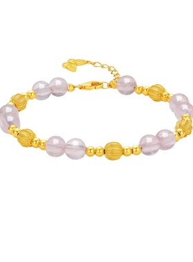 周六福蝴蝶手链女黄金色手饰S925银高级感小众百搭送女友圣诞礼物