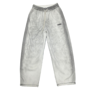 秋冬季加绒扎染设计感脏脏裤男士休闲长裤侧边褶皱阔腿运动裤子潮