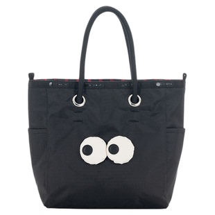 LeSportsac乐播诗新款表情系列黑色萌趣大眼仔简约通勤手提托特包