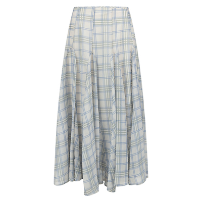 不规则格纹春夏季中长款半身裙女