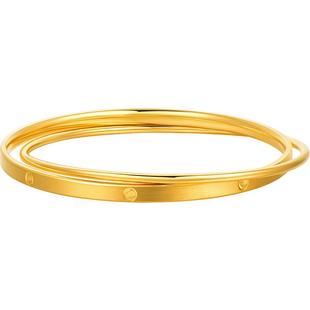 明牌珠宝黄金双圈手镯 足金亮点女镯呆口时尚双圈款圆镯AFI0196