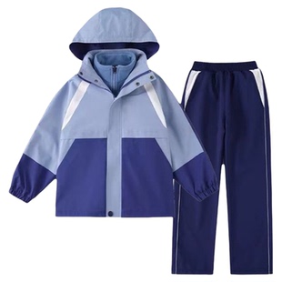 (茂盈服装)赣州市校服套装中小学生冬季加绒三合一冲锋衣男女校服