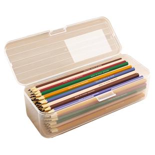 铅笔袋简约收纳炭笔用杂物箱工具收纳文具盒铅笔收纳盒桌面文具素描透明笔盒大容量彩铅蜡笔画笔笔筒水彩笔盒