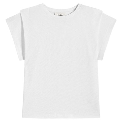 bash春季极简主义基础款法式休闲宽松舒适小飞袖上衣T恤女1E25PIO
