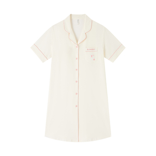 BE纯棉睡裙女款秋春带胸垫短袖可外穿夏季睡衣女士衬衫裙2026新款