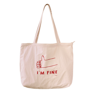 sobag日系彩色轻便小众尼龙帆布单肩包包女百搭大容量拉链托特包