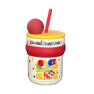 超可爱蜡笔小新陶瓷马克杯高颜值吸管水杯软萌治愈系伴手礼送女生