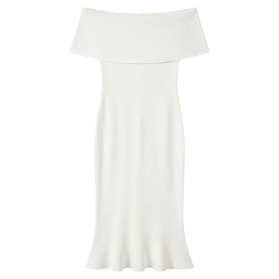 One collar waist cinched patchwork dress一字领收腰拼接连衣裙