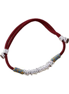 红绳999足银盘缠手链小众设计感