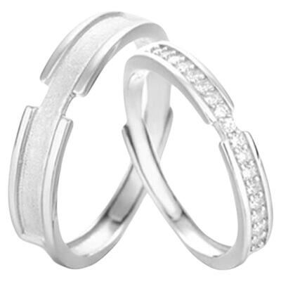 s999足银情侣对戒实心开口闭口