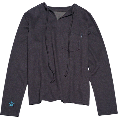 STILLYOU半开襟绑带长袖针织T恤