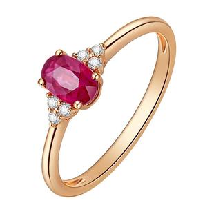 ILCO尤珂「花露浓」18K金天然红宝石戒指钻石镶嵌玫瑰金彩宝戒女