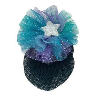 儿童彩虹渐变网纱花朵头发网套女宝宝花苞丸子头网兜甜美星星发网