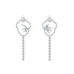 CIGALONG龙梓嘉天然海蓝宝石耳环南曲团扇新中式珠宝