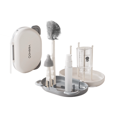 英氏婴儿便携式奶瓶刷收纳盒套装宝宝专用三合一清洁清洗刷子涮子