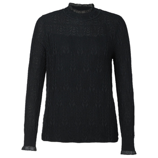 NAERSI娜尔思博主同款蕾丝提花毛针织衫半高领春季高级感舒适上衣