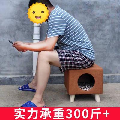 实木猫窝凳子封闭式人猫共用猫咪用品小幼猫屋房子四季通用冬保暖