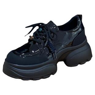 6cm增高厚底乐福鞋女2025新款英伦风小皮鞋小个子黑色显腿长单鞋