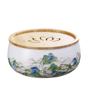 妙莲天香高档大号青绿江山吉祥钵建水茶洗缸钵盂茶杯功夫茶具配件