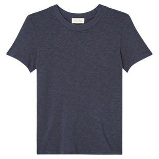 American Vintage 中古分复古做旧修身显瘦上衣圆领重工短袖T恤女