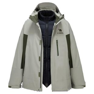 骆驼户外冲锋衣羽绒内胆三合一外套秋冬防风防水保暖登山夹克男款