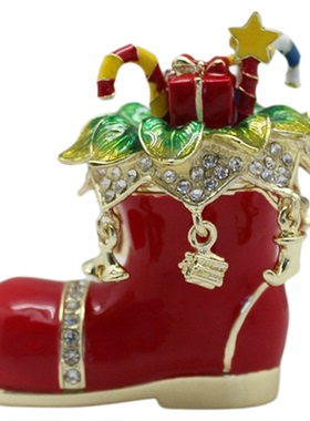 外贸小礼品新款圣诞节礼物珐琅彩圣诞靴子装饰盒小饰品收纳盒