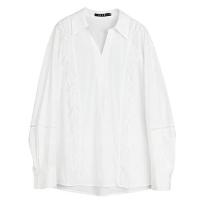 ELLE法式白色镂空绣花简约衬衫