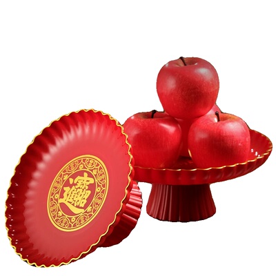 加厚佛前供果盘红色招财供盘