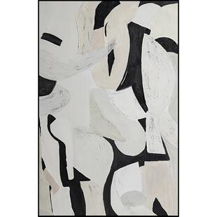 简约抽象肌理油画高级感黑白灰奶油中古风装饰画客厅背景墙靠墙画