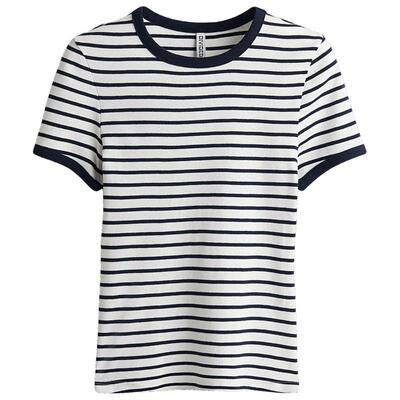 HM女装T恤夏季圆领柔软简约修身时尚休闲短袖上衣1272760