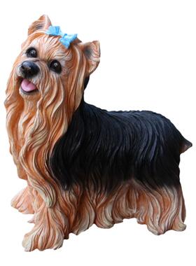 户外仿真丝毛梗约克夏犬摆件家居客厅花园庭院可爱动物狗模型装饰