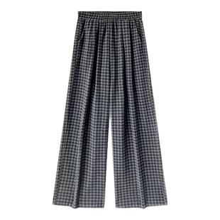 黑灰色格子毛呢阔腿裤女大码胖mm巨好看裤子冬加厚今年流行梧桐裤