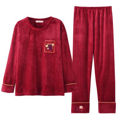 秋冬天珊瑚绒加厚保暖套头家居服