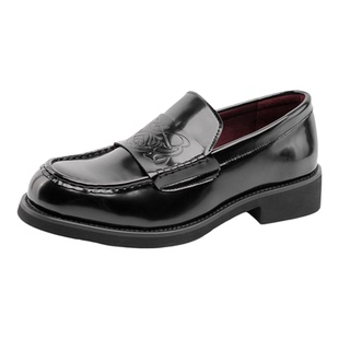 吸血鬼乐福鞋男款真皮复古英伦风潮款压花通勤皮鞋一脚蹬德比鞋女