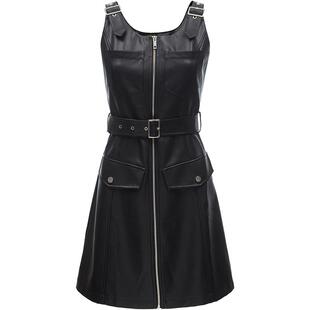 Vero Moda奥莱连衣裙春夏新款PU背心裙辣妹机车收腰皮裙短裙子